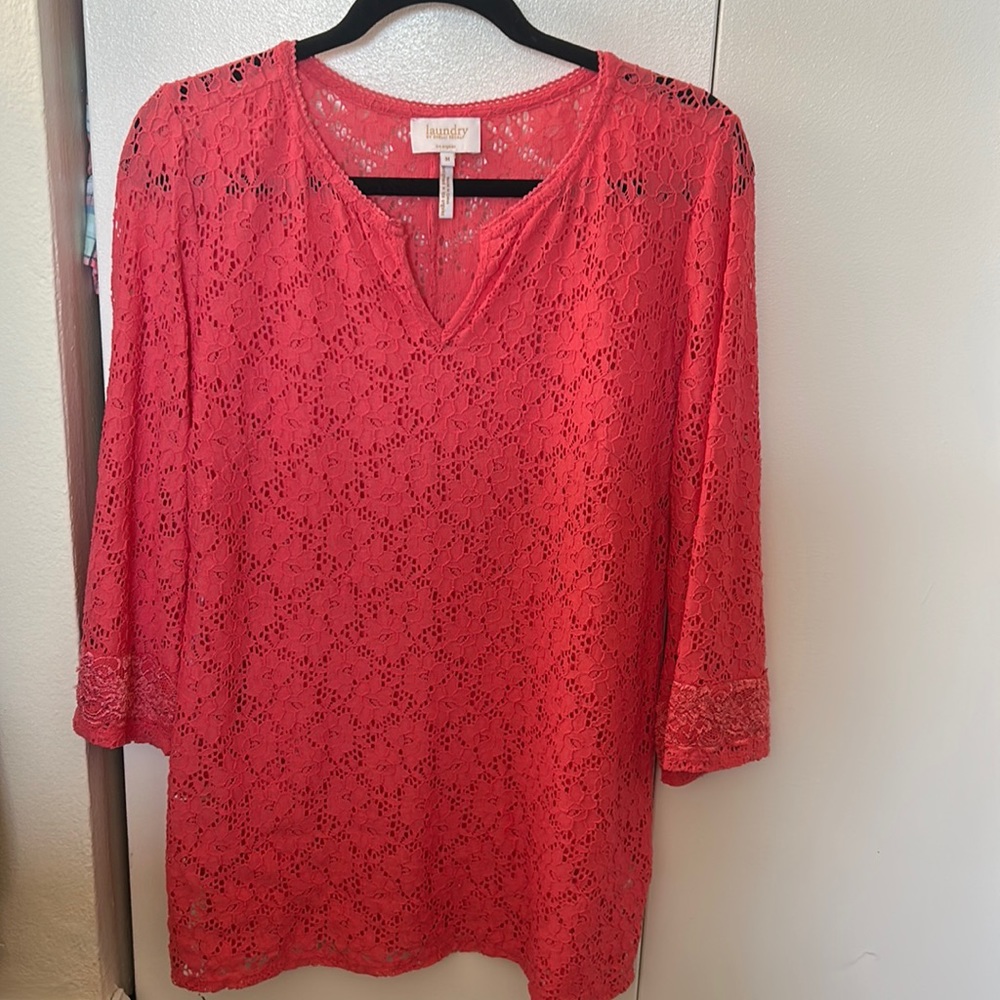 Salmon colored lace tunic - Laundry by Shelli Segal